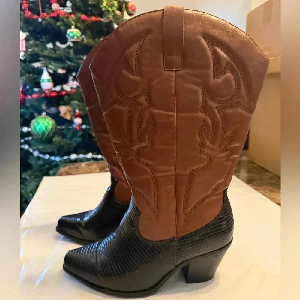 Just Fab Natasha Western Boot Size 7.5 - Picture 6 of 8